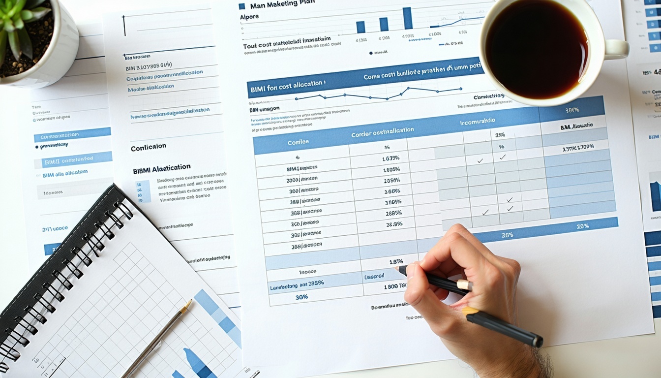 Ein Marketingplan auf dem Tisch mit BIMI-Kostenverteilung-1