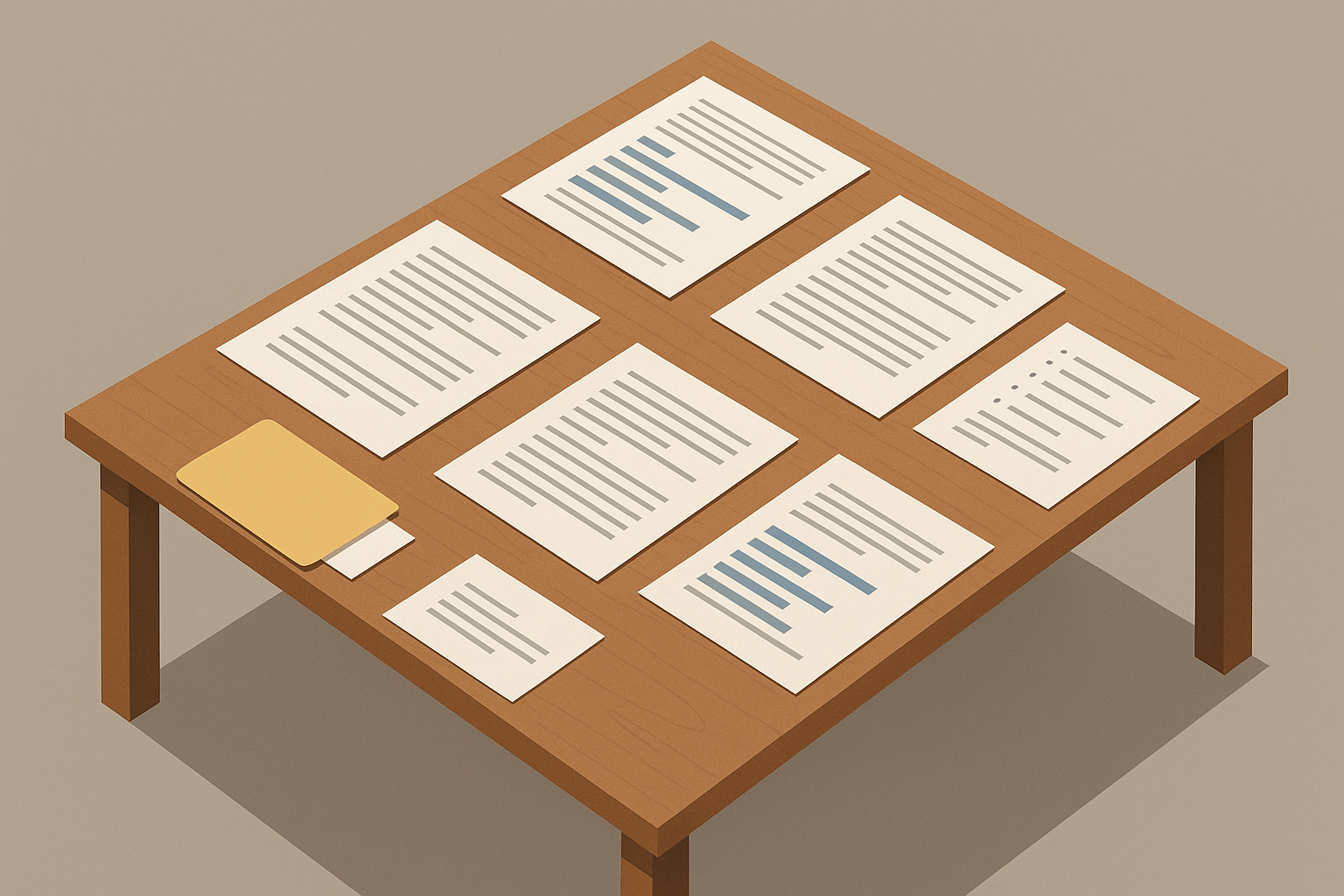 eine Tabelle mit der entsprechenden Dokumentation